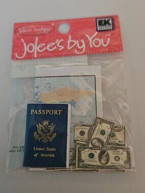 RARE JOLEES BY YOU PASSPORT MONEY MAP EMBELLISHMENT SCRAPBOOKING TRAVEL STICKERS